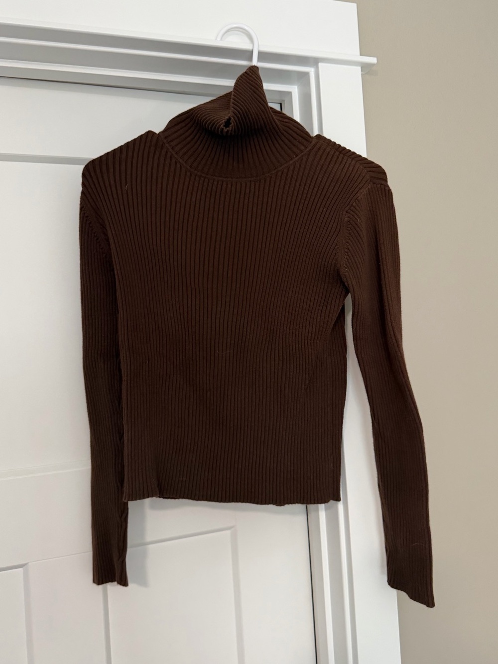 Classic Ribbed Chocolate Turtleneck Sweater